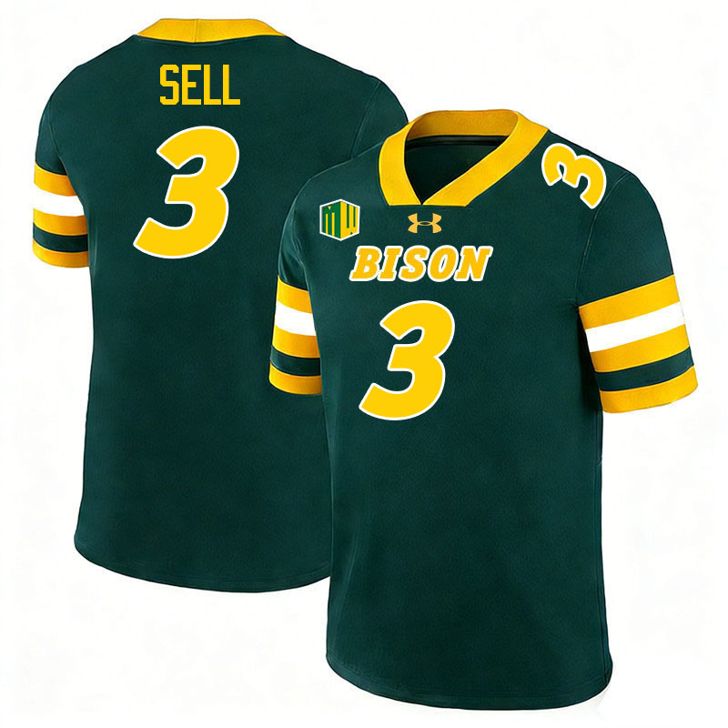 North Dakota State Bison #3 Gavin Sell College Football Jerseys,Uniforms-Green